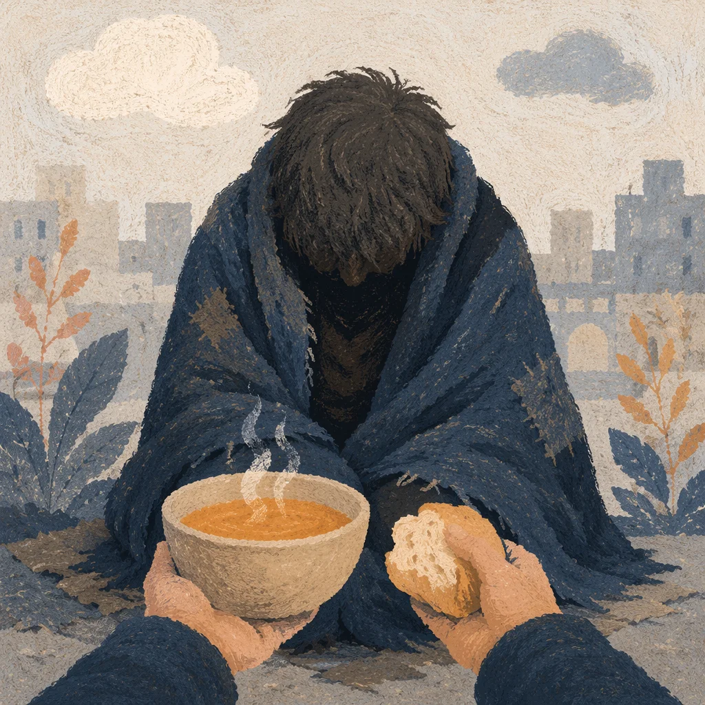 Compassionate Meal Shared With Homeless Neighbor