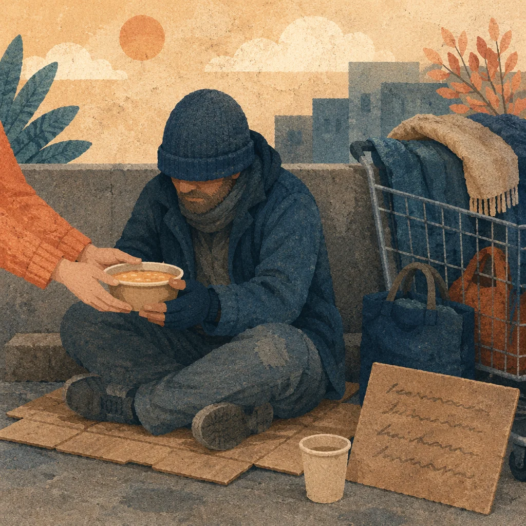Warm Meal Shared With Homeless Neighbor