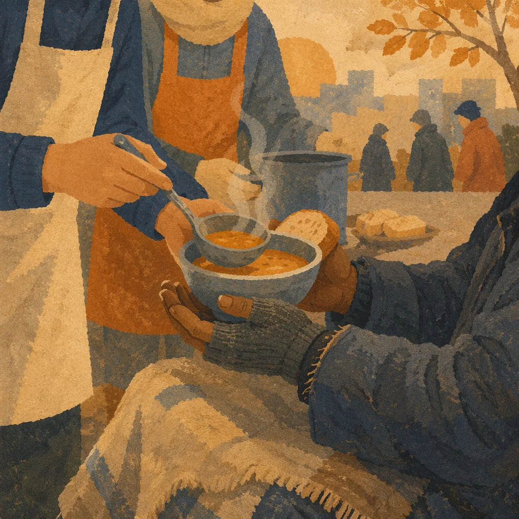 Warm Meal Shared With Homeless Neighbor
