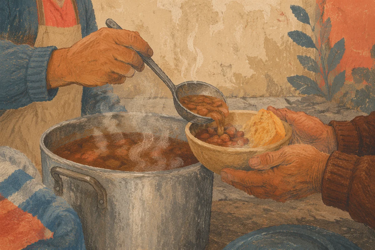 Warm Meal Served to Weathered Hands