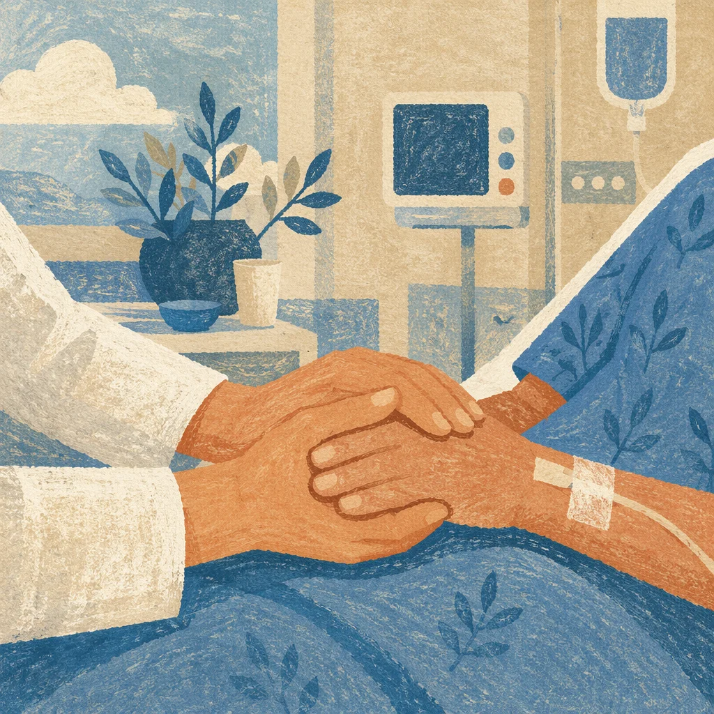 Hospital Bedside Prayer and Comforting Hands