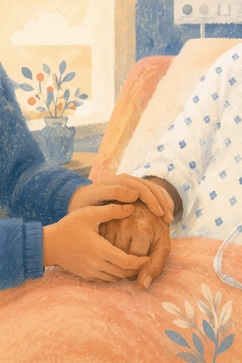 Hospital Bedside Prayer and Comforting Hands