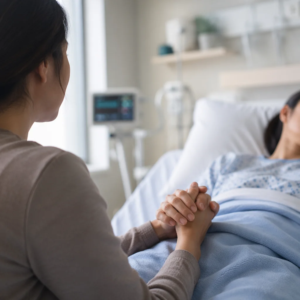 Hospital Bedside Prayer Holding Patient Hand