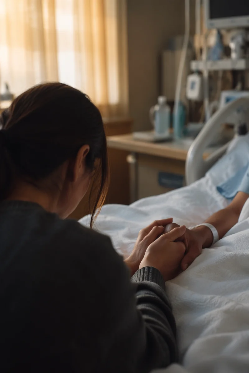 Bedside Prayer Holding a Patient Hand