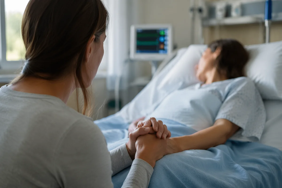 Hospital Bedside Prayer Holding Patient Hand