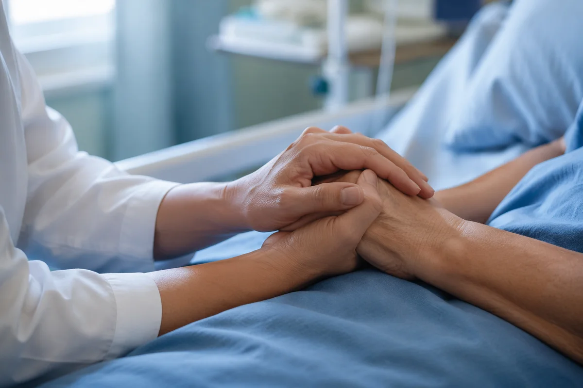 Hospital Bedside Prayer and Comforting Hands