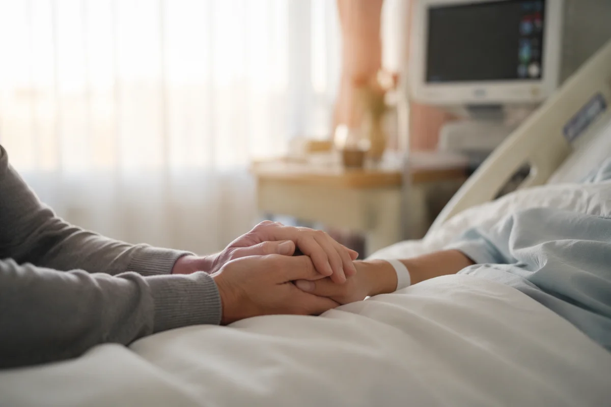Hospital Bedside Prayer and Comforting Hands