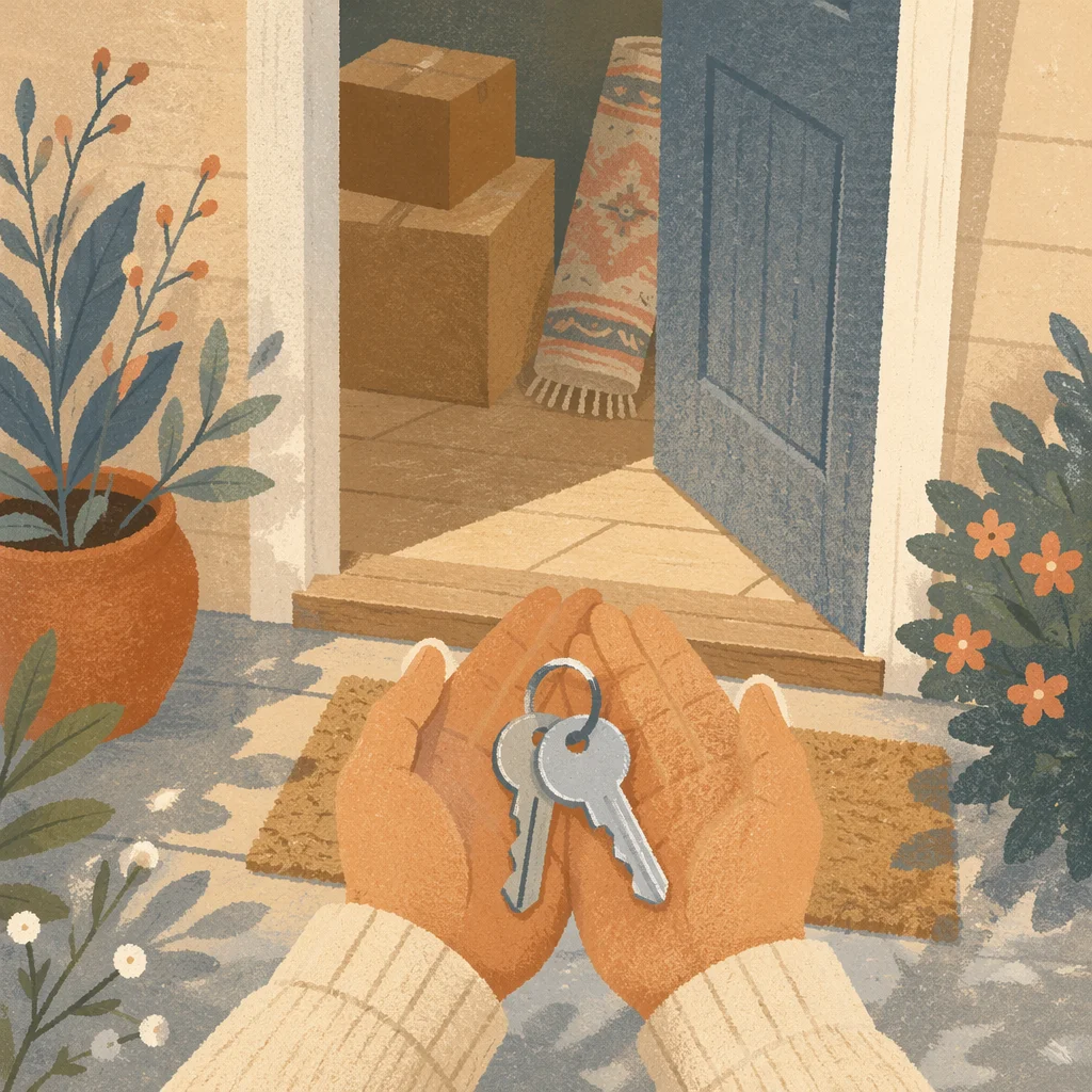 New Home Keys at Front Doorstep