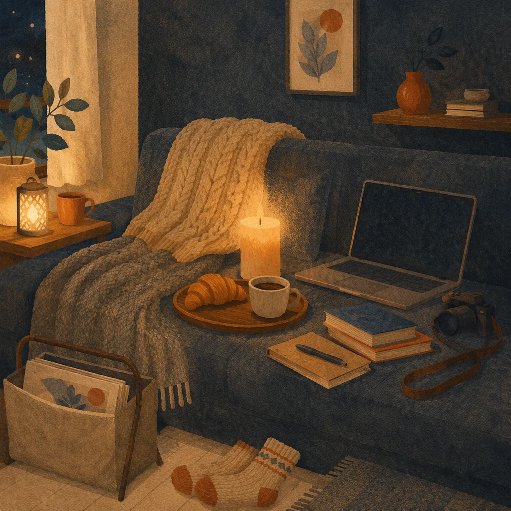 Cozy Hygge Living Room Evening Glow
