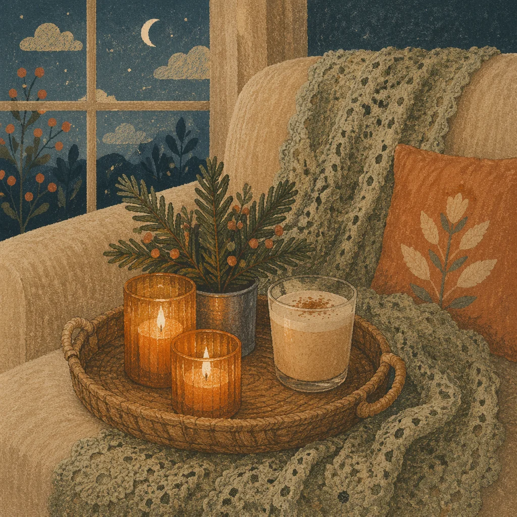Cozy Hygge Living Room Evening Candles