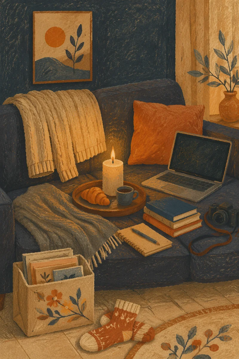 Cozy Hygge Living Room Evening Glow