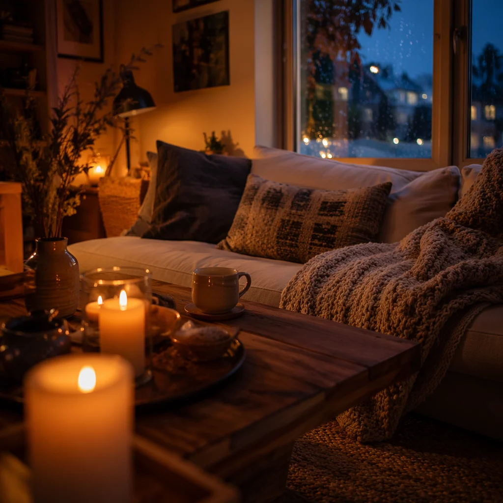 Cozy Hygge Living Room at Twilight