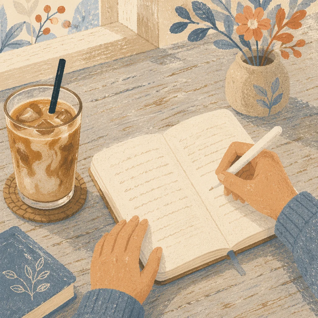 Quiet Morning Journaling with Iced Coffee