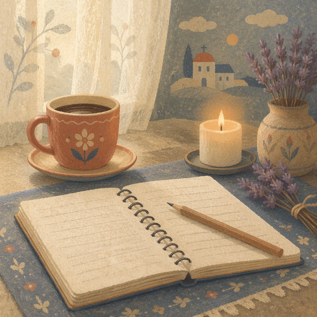 Quiet Morning Journaling with Coffee and Candle