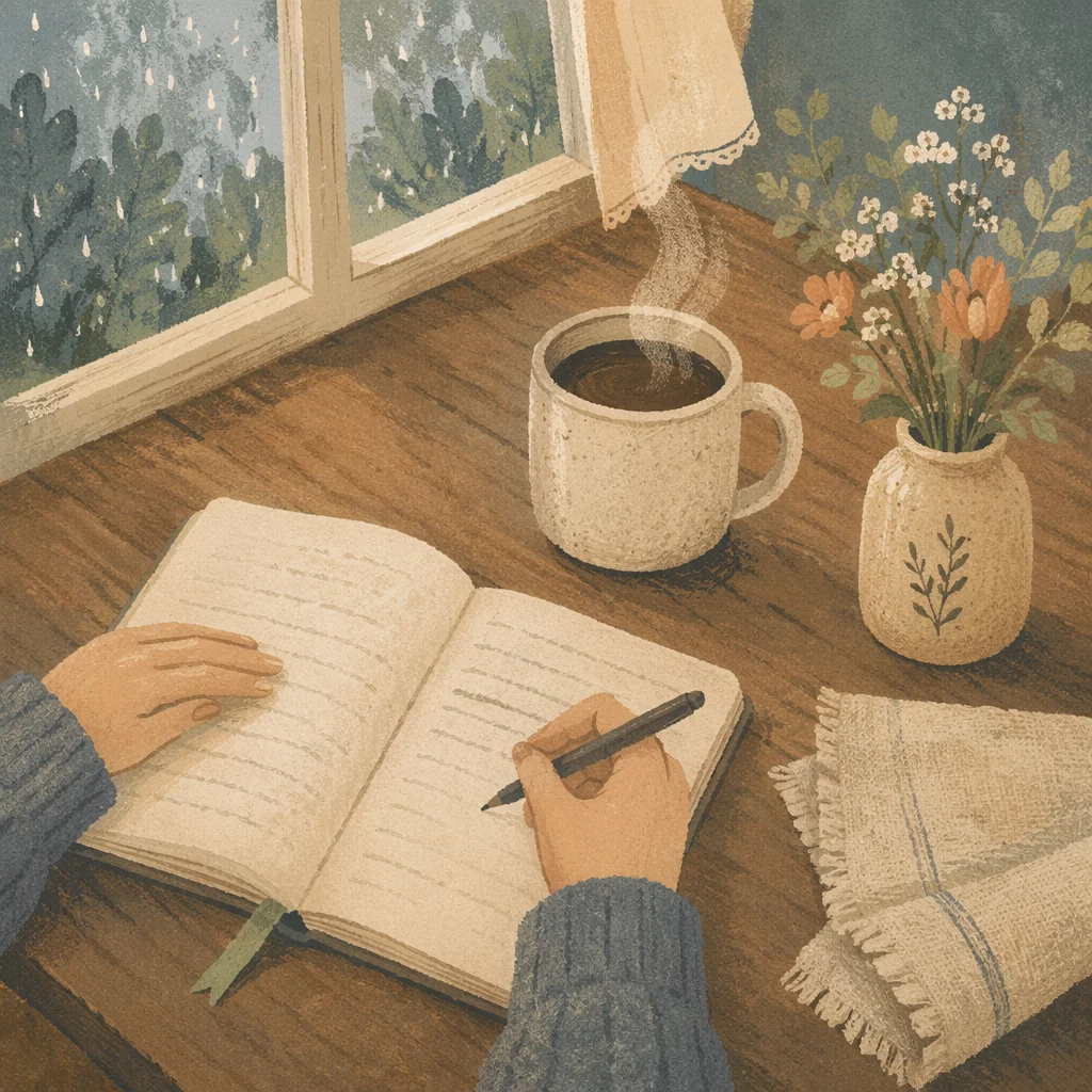 Quiet Morning Coffee Journaling at Kitchen Table