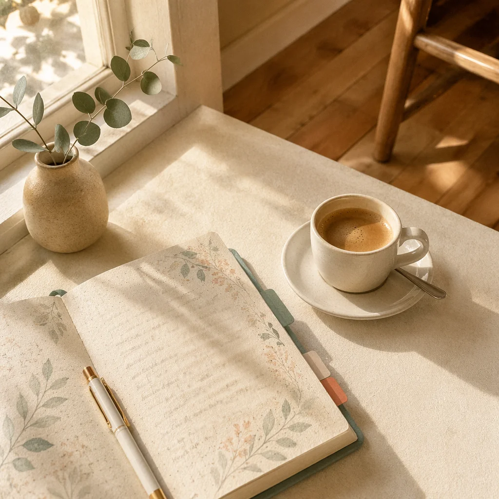 Quiet Morning Journal and Coffee Table