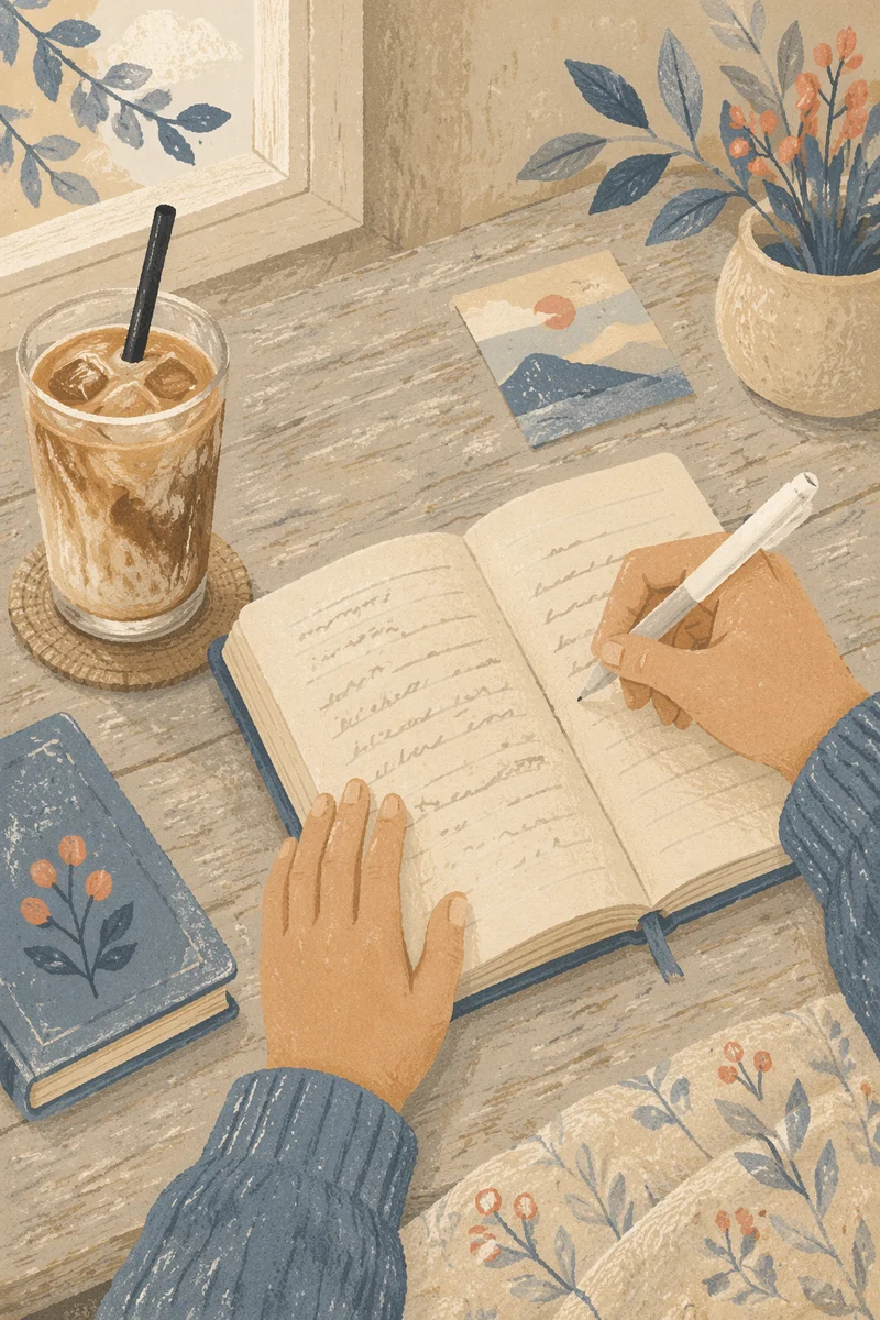 Quiet Morning Journaling With Iced Coffee