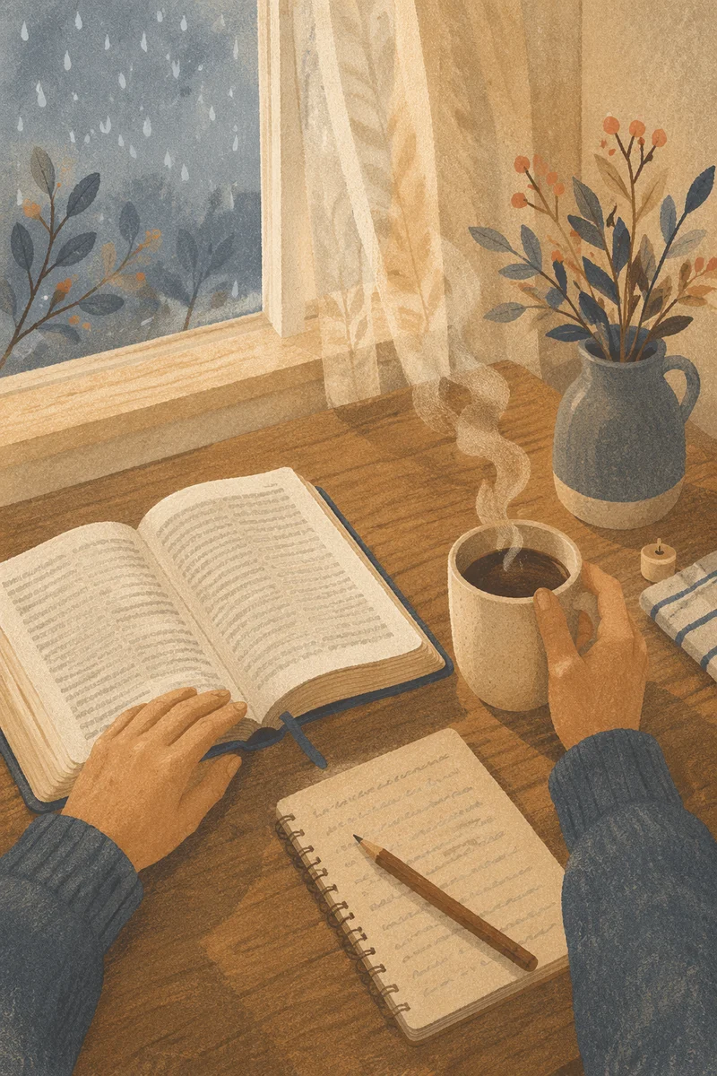 Quiet Morning Coffee and Open Book