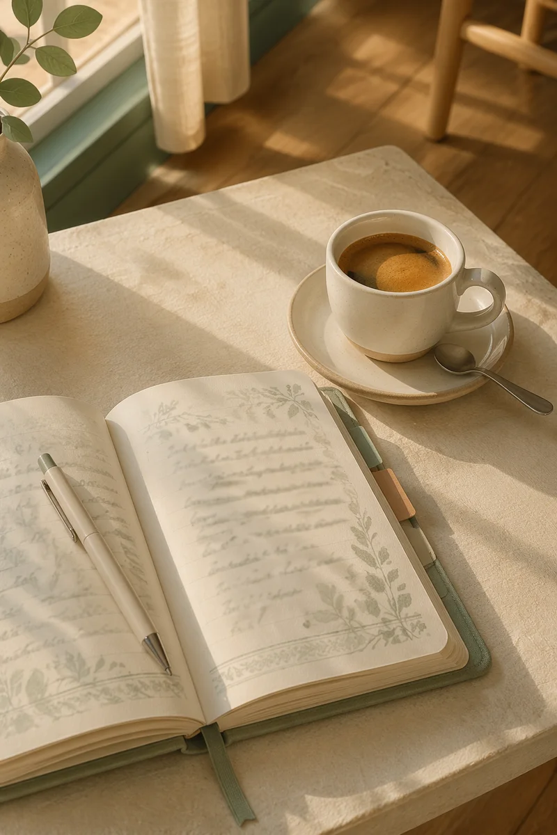Quiet Morning Journal and Coffee Table