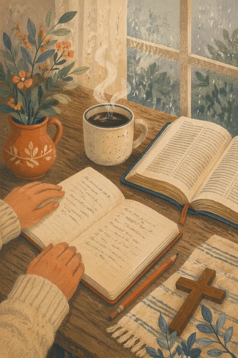 Quiet Morning Journaling with Coffee and Bible