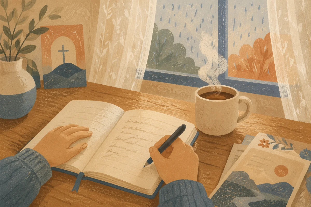 Morning Journaling by Rainy Window
