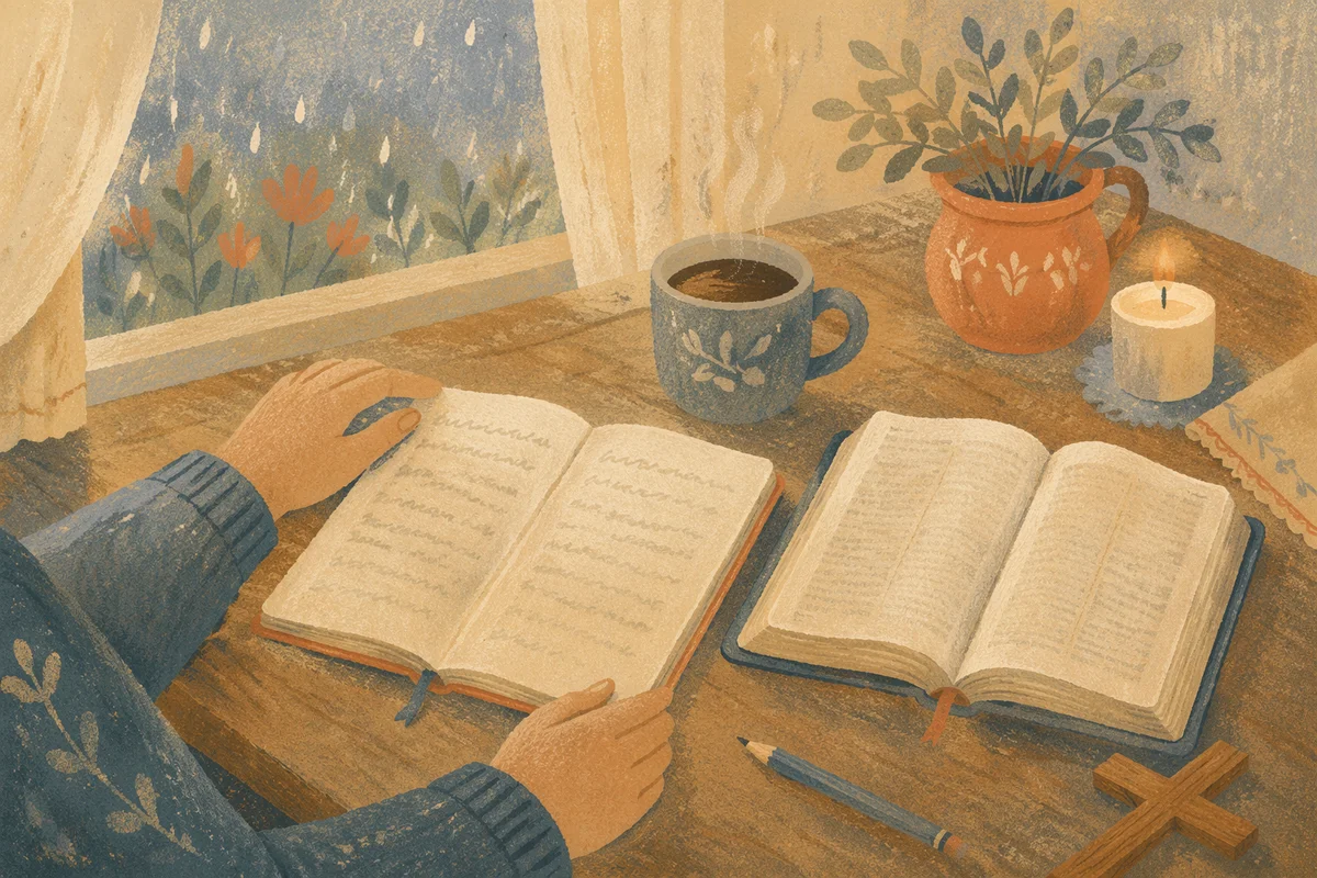 Quiet Morning Journaling With Coffee and Bible