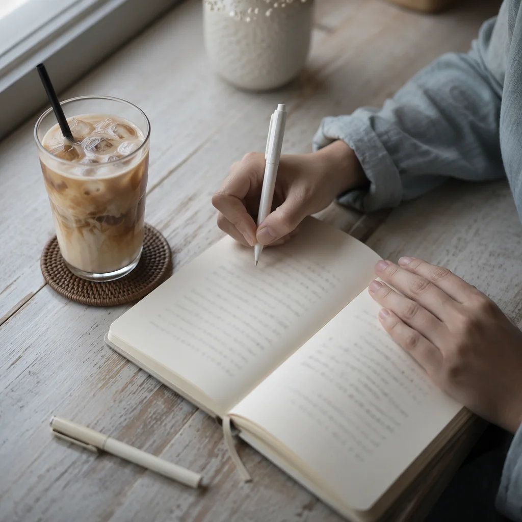 Quiet Morning Journaling with Iced Coffee
