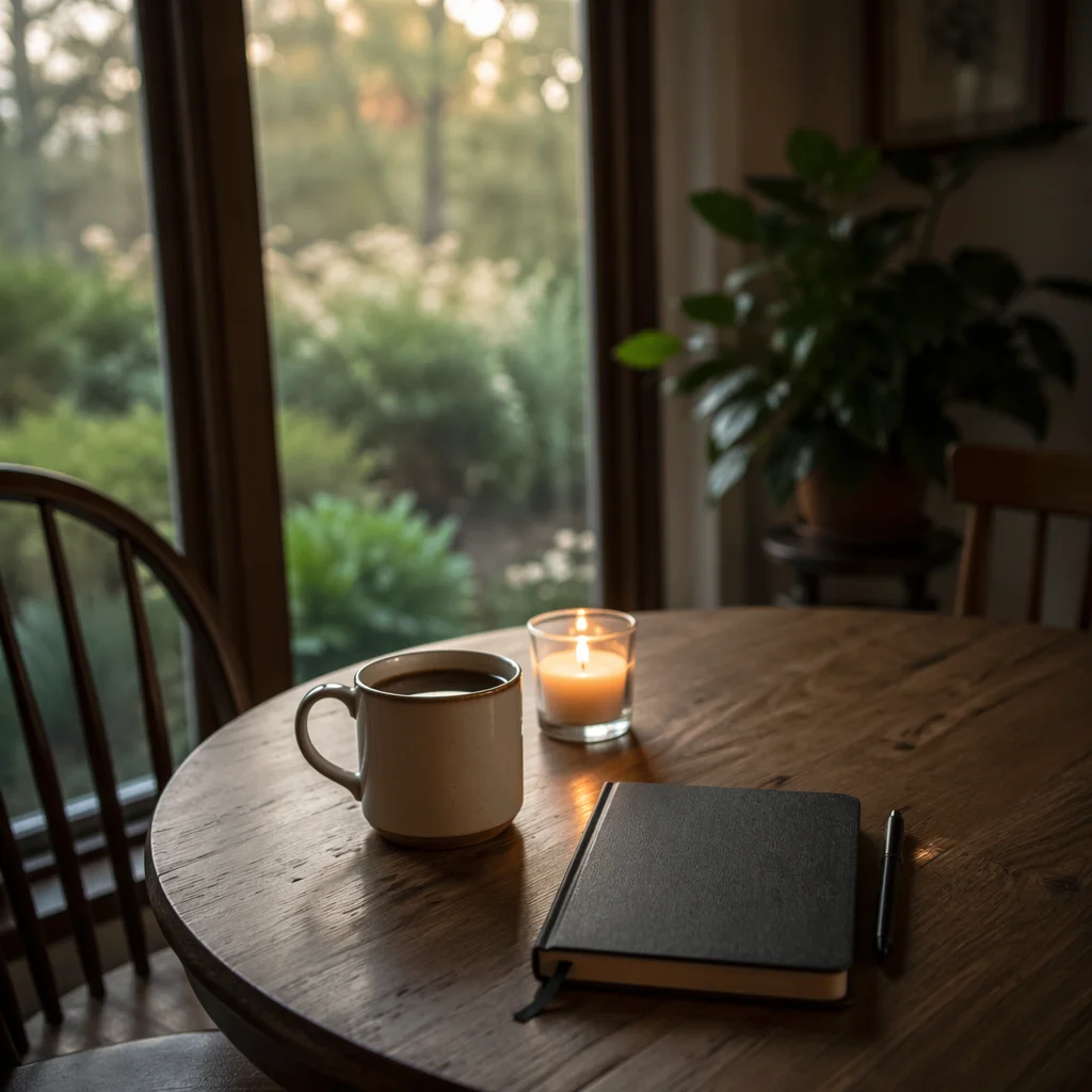 Quiet Morning Coffee Journal Prayer Table