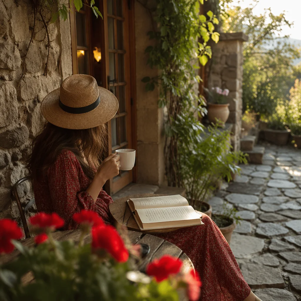 Quiet Morning Journaling With Coffee on Patio