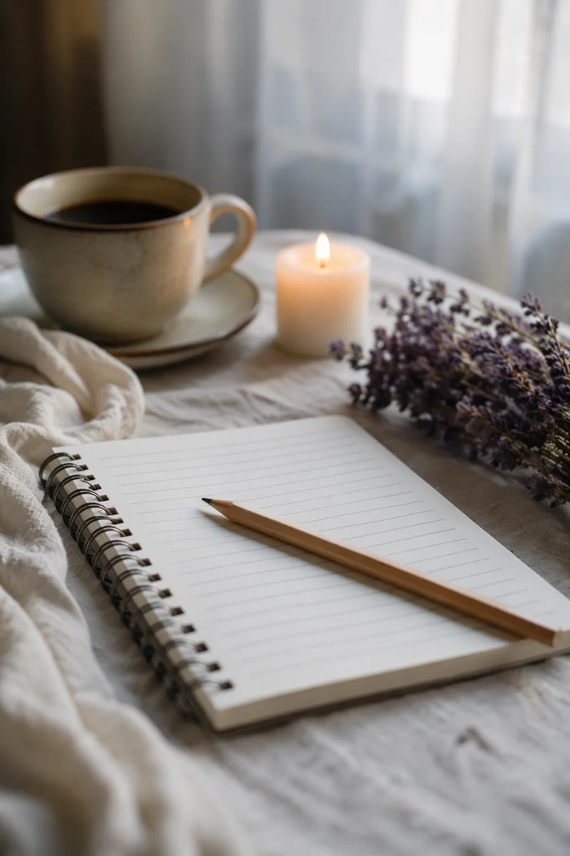 Quiet Morning Journaling with Coffee and Candle