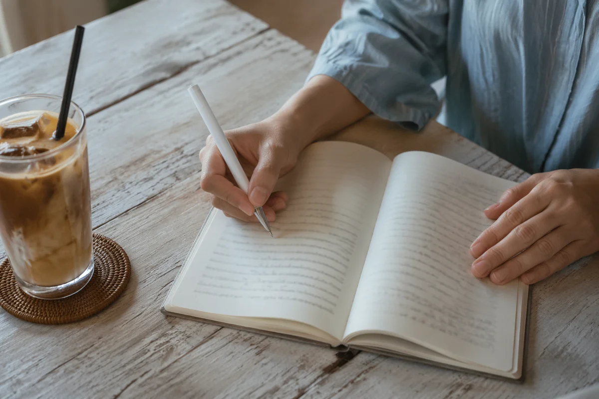 Quiet Morning Journaling with Iced Coffee