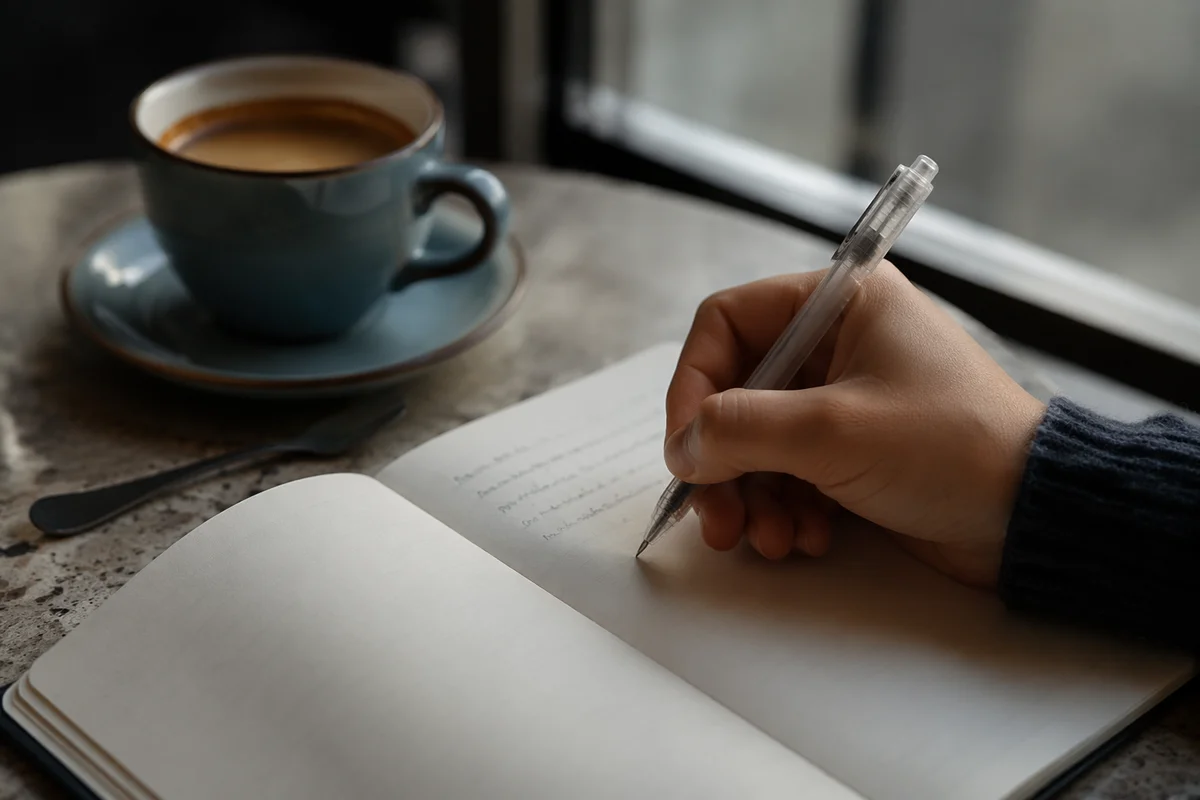 Morning Journaling with Coffee and Soft Light