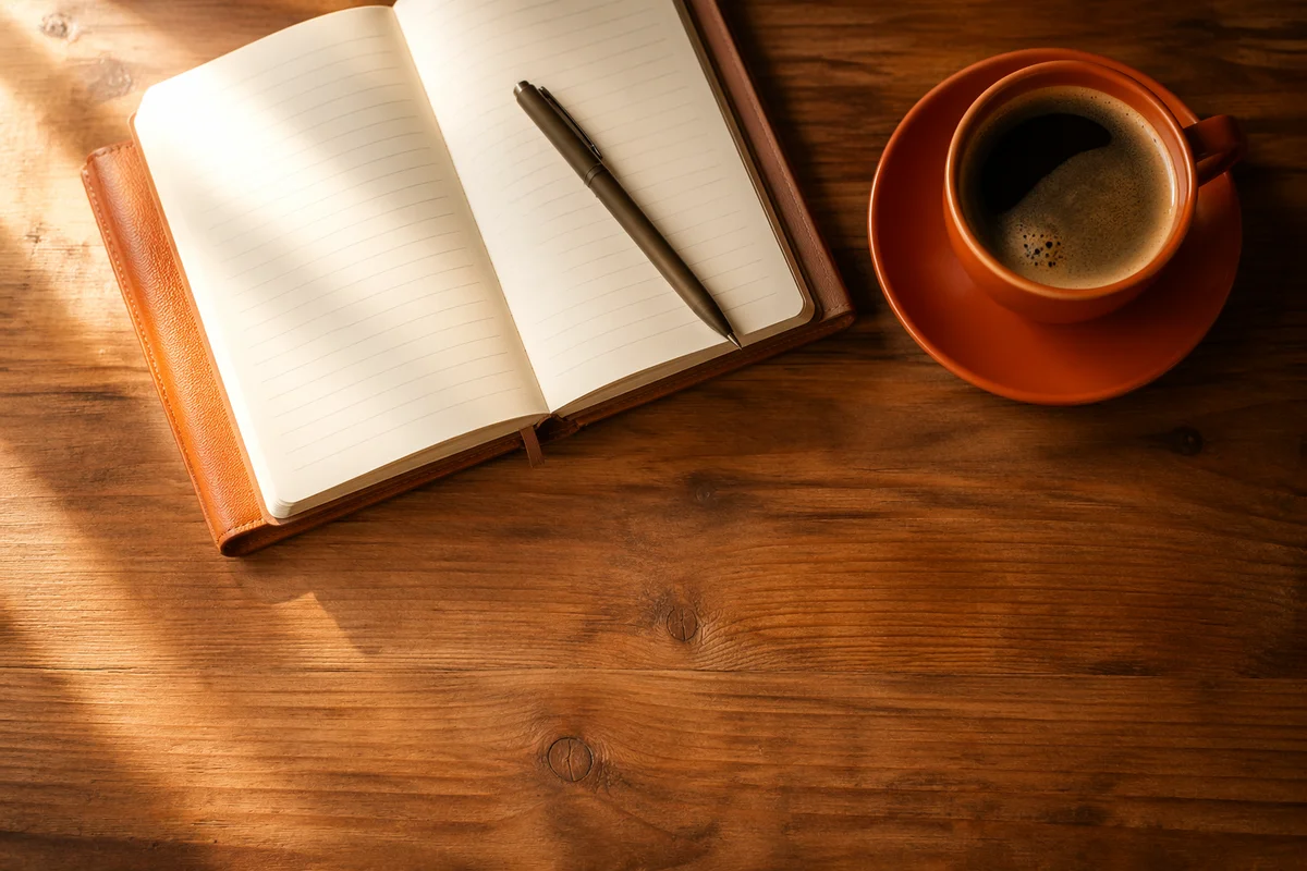 Peaceful Morning Journaling and Coffee Scene