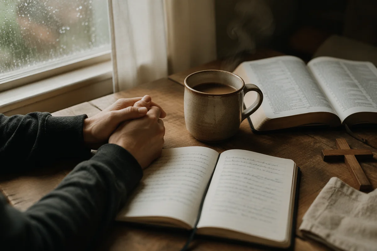 Quiet Morning Journaling with Coffee and Bible
