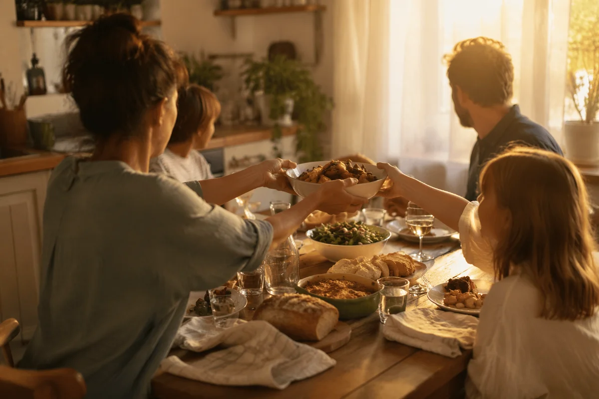 Cozy Family Dinner at Kitchen Table