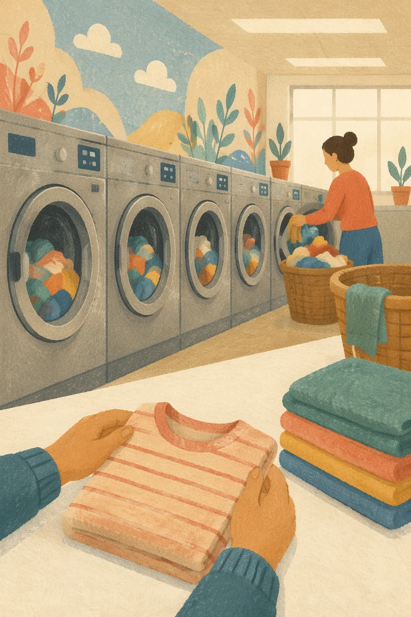 Colorful Clothes in Neighborhood Laundromat