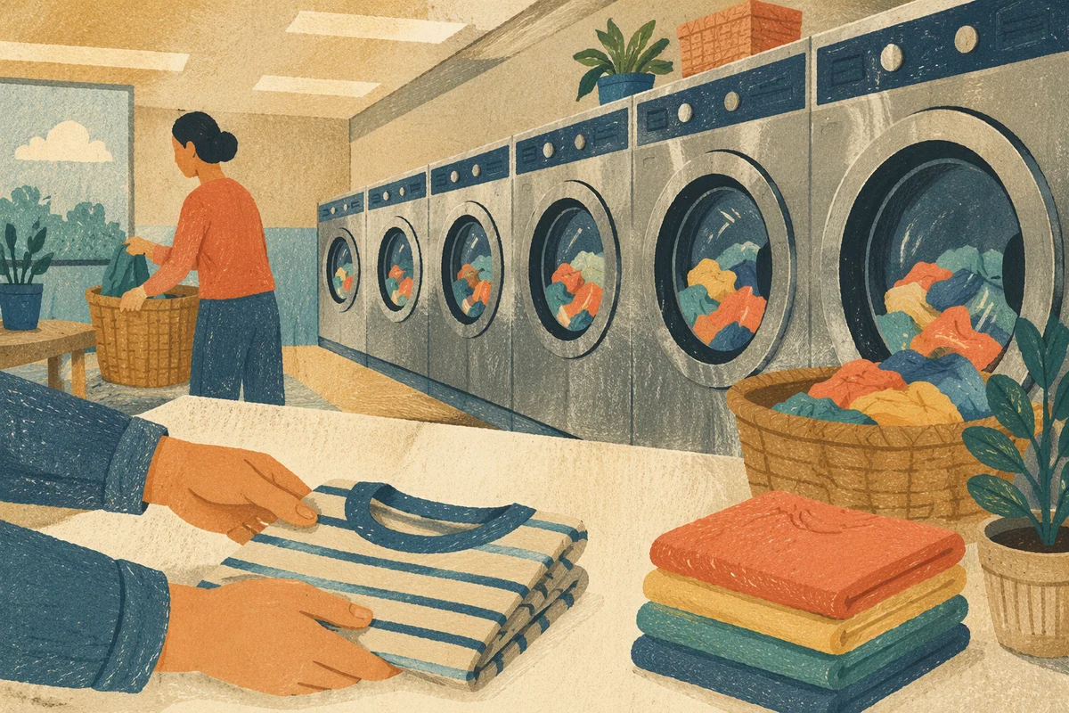 Colorful Clothes in Neighborhood Laundromat