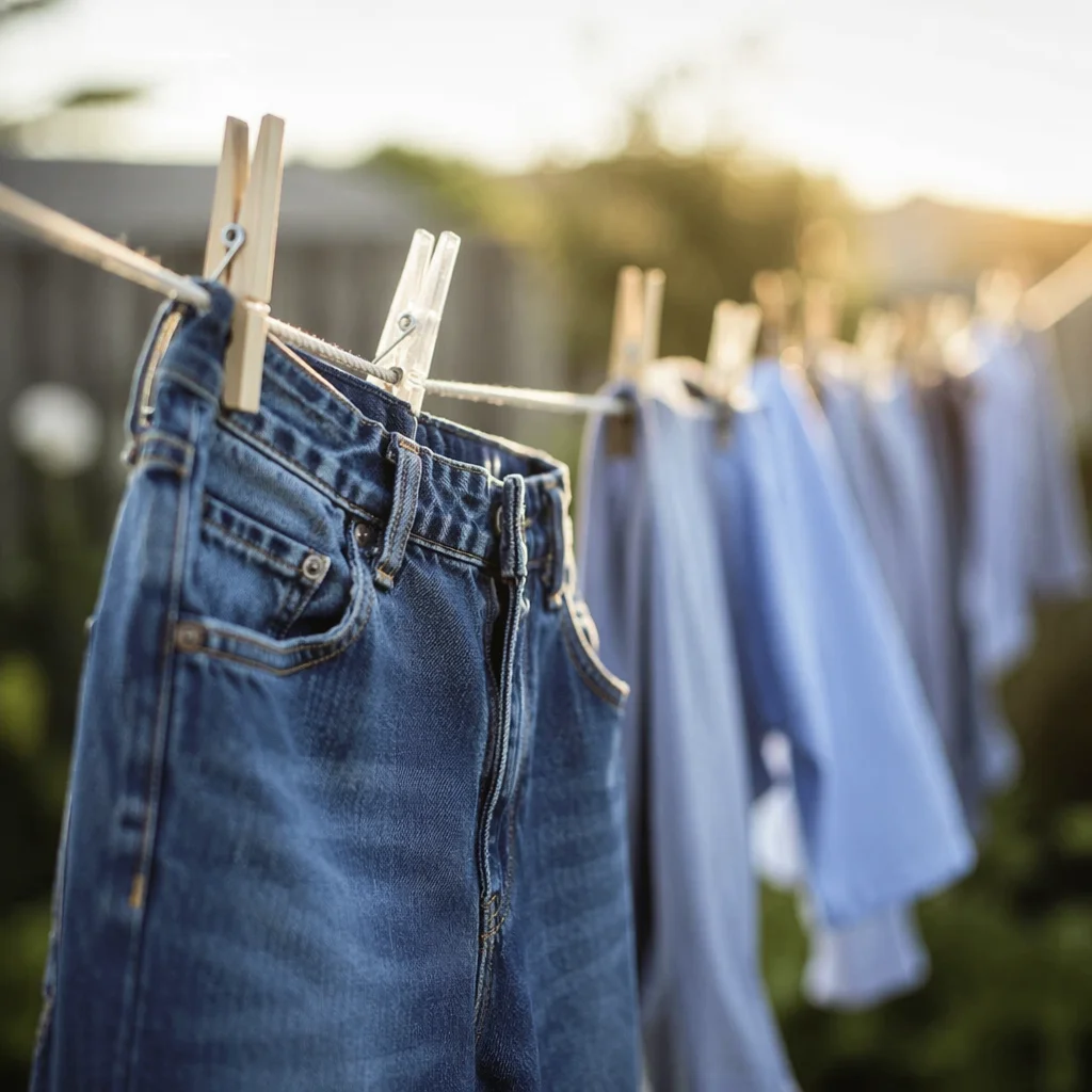 Sunlit Backyard Laundry on Clothesline
