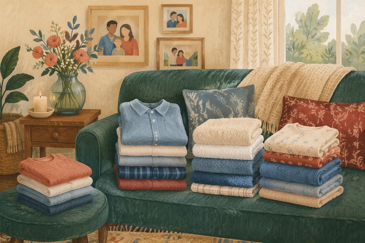 Freshly Folded Laundry in Cozy Home Nook