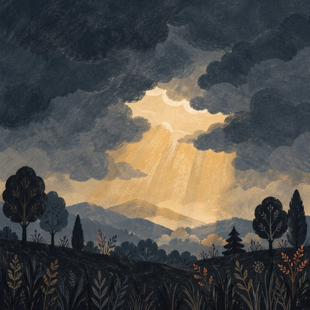 Golden Light Breaking Through Storm Clouds