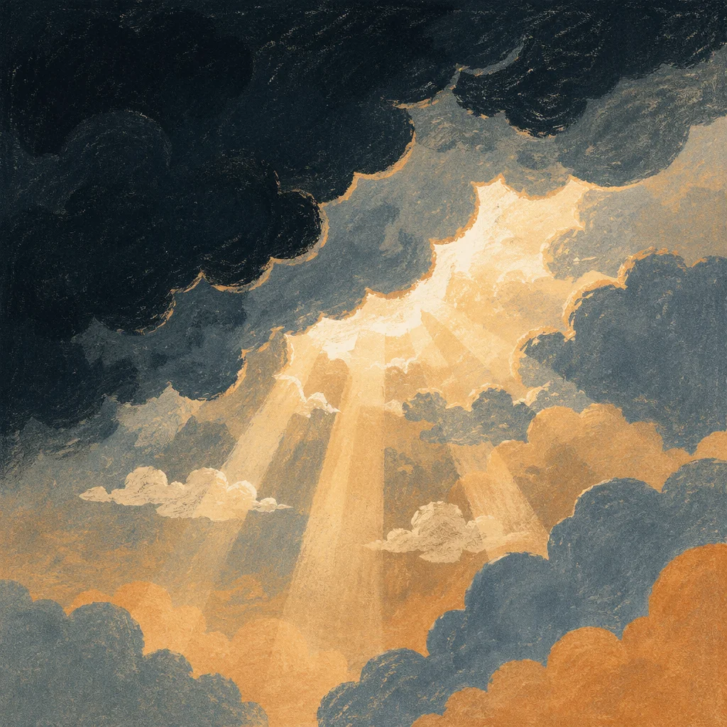 Hopeful Sunlight Through Dark Storm Clouds