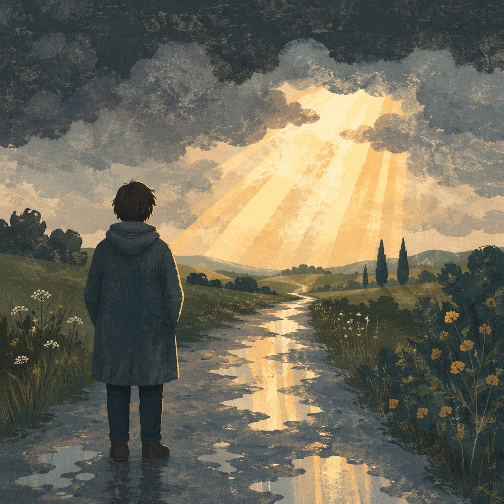 Hopeful Sunlight Breaking Through Storm Clouds