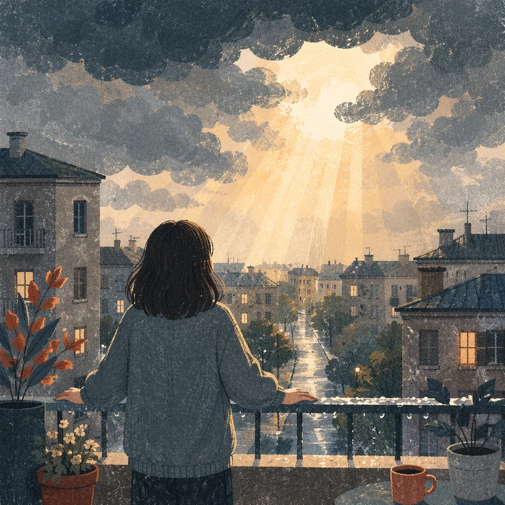 Hopeful Sunlight Breaking Through Storm Clouds