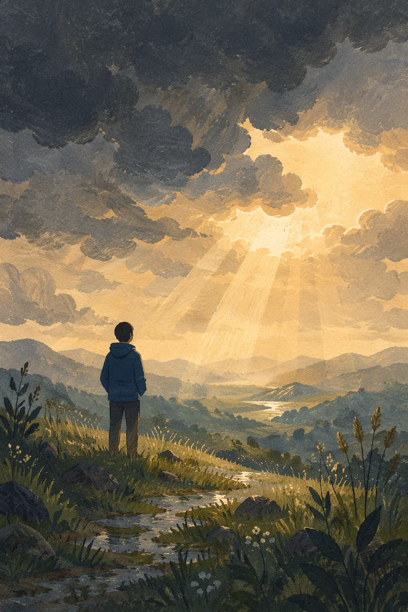 Hopeful Sunlight Breaking Through Storm Clouds
