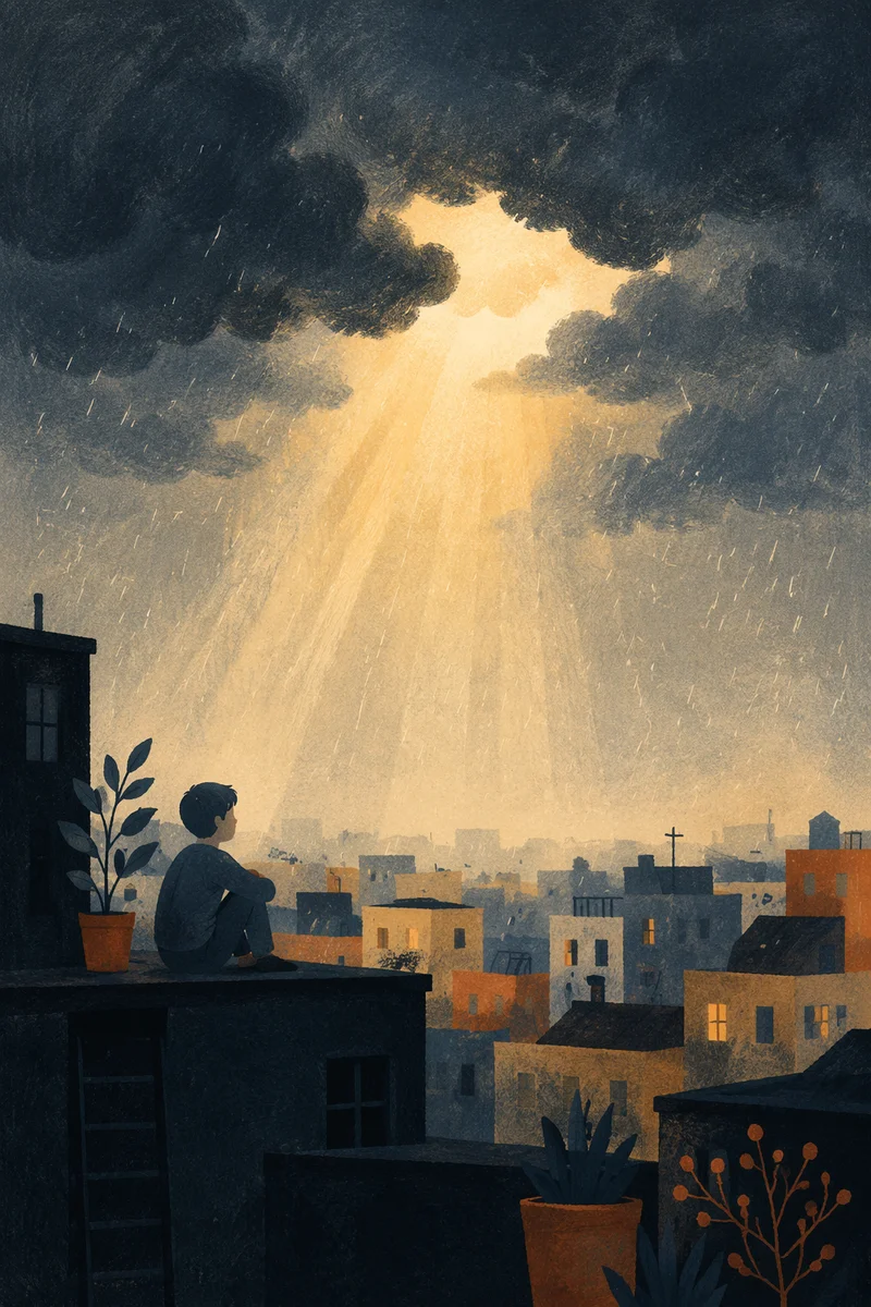 Golden Hope Through Storm Clouds
