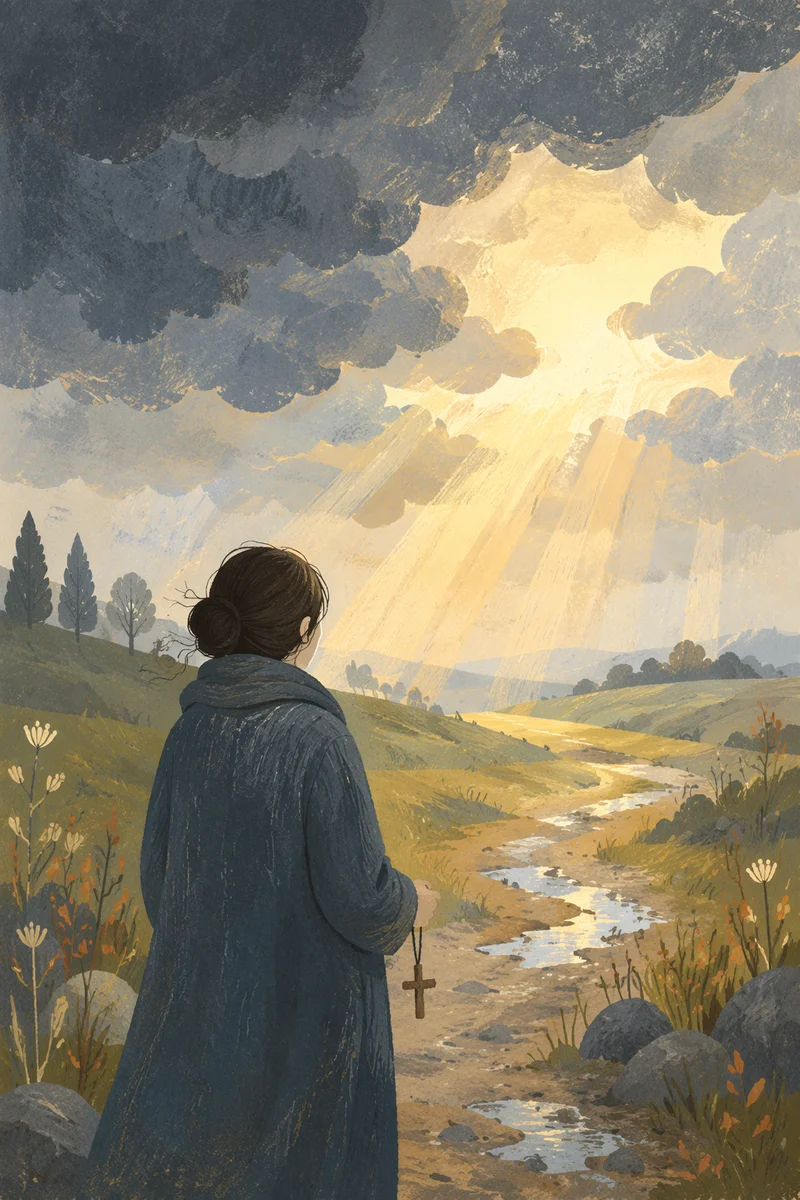Hopeful Sunlight Breaking Through Storm Clouds