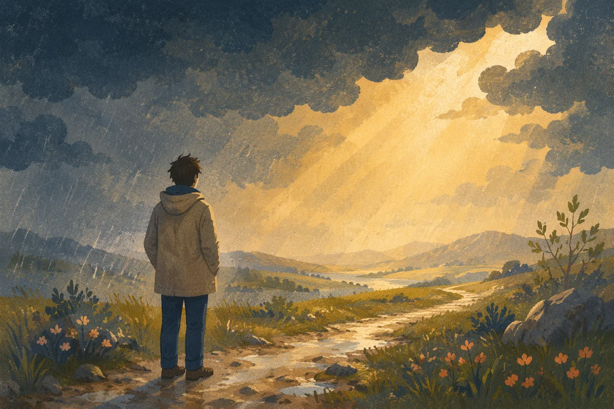 Golden Light Breaking Through Storm Clouds
