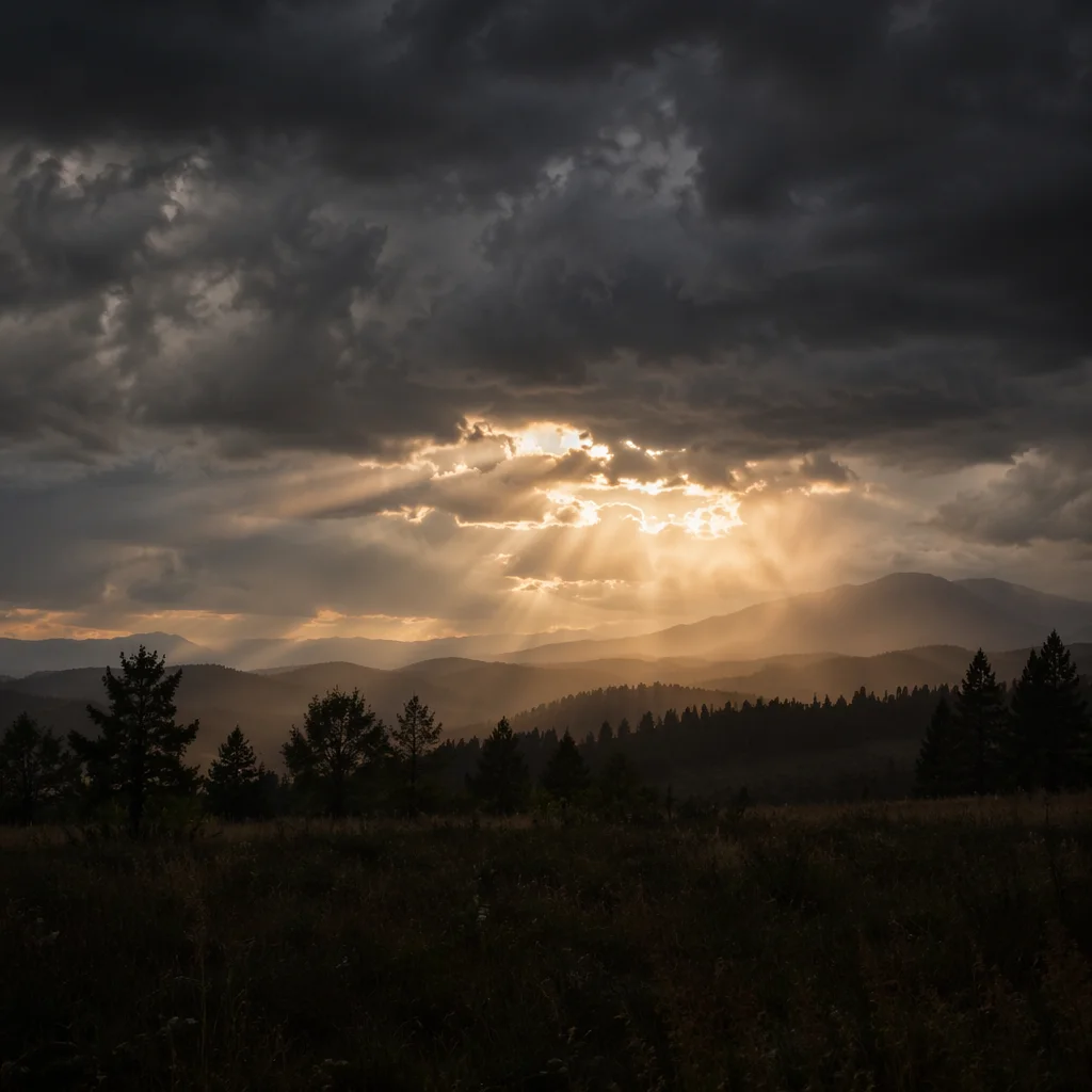 Golden Light Breaking Through Storm Clouds
