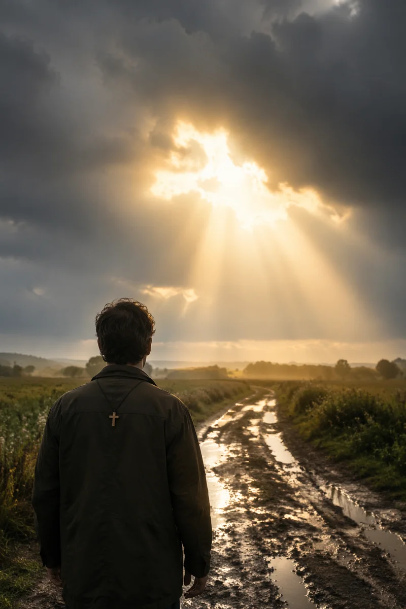 Golden Light Breaking Through Storm Clouds