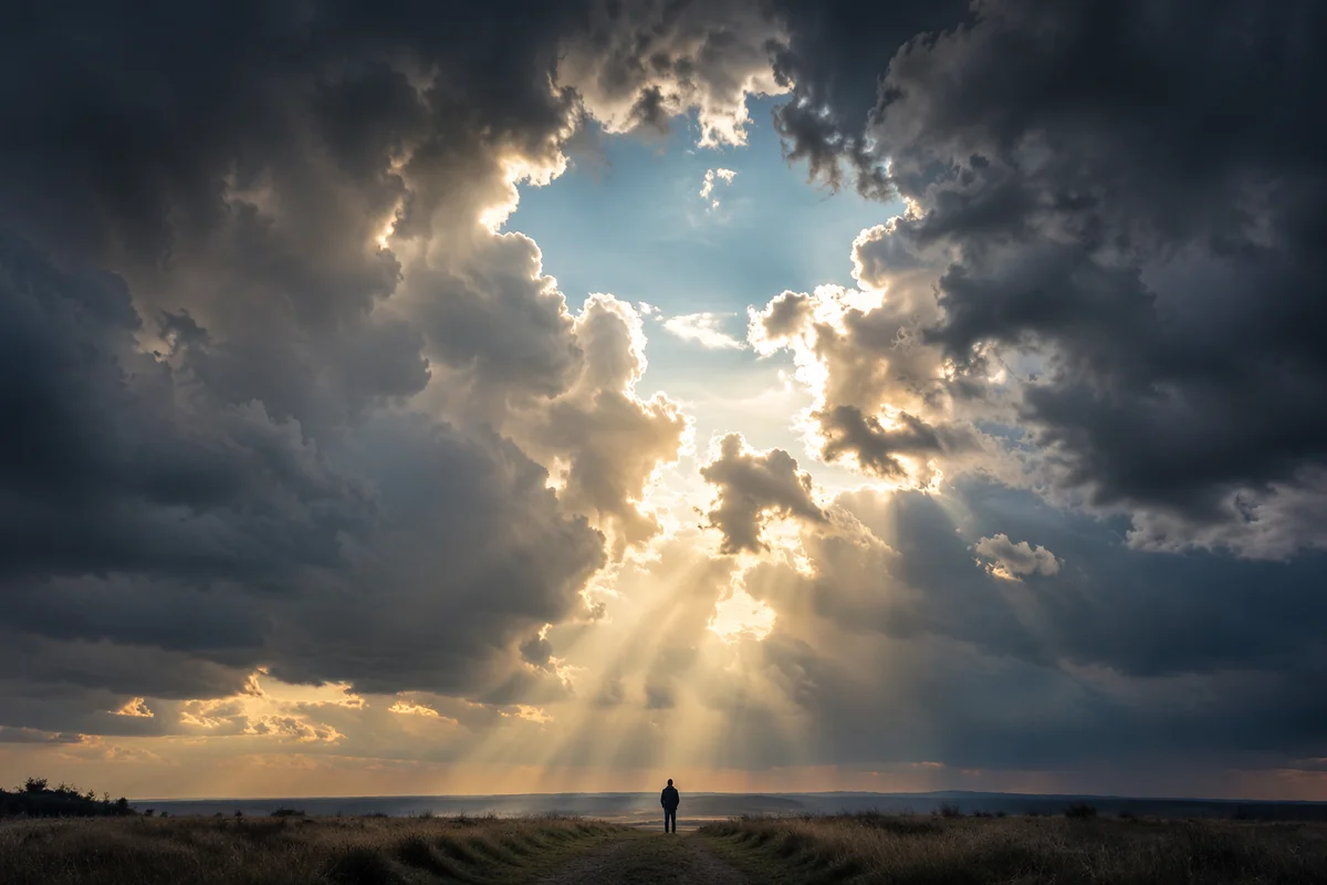 Sunlight Breaking Through Storm Clouds in Hope